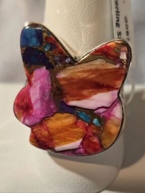 Dahlia Turquoise Bunny Shape Ring In Sterling Silver, Southwestern